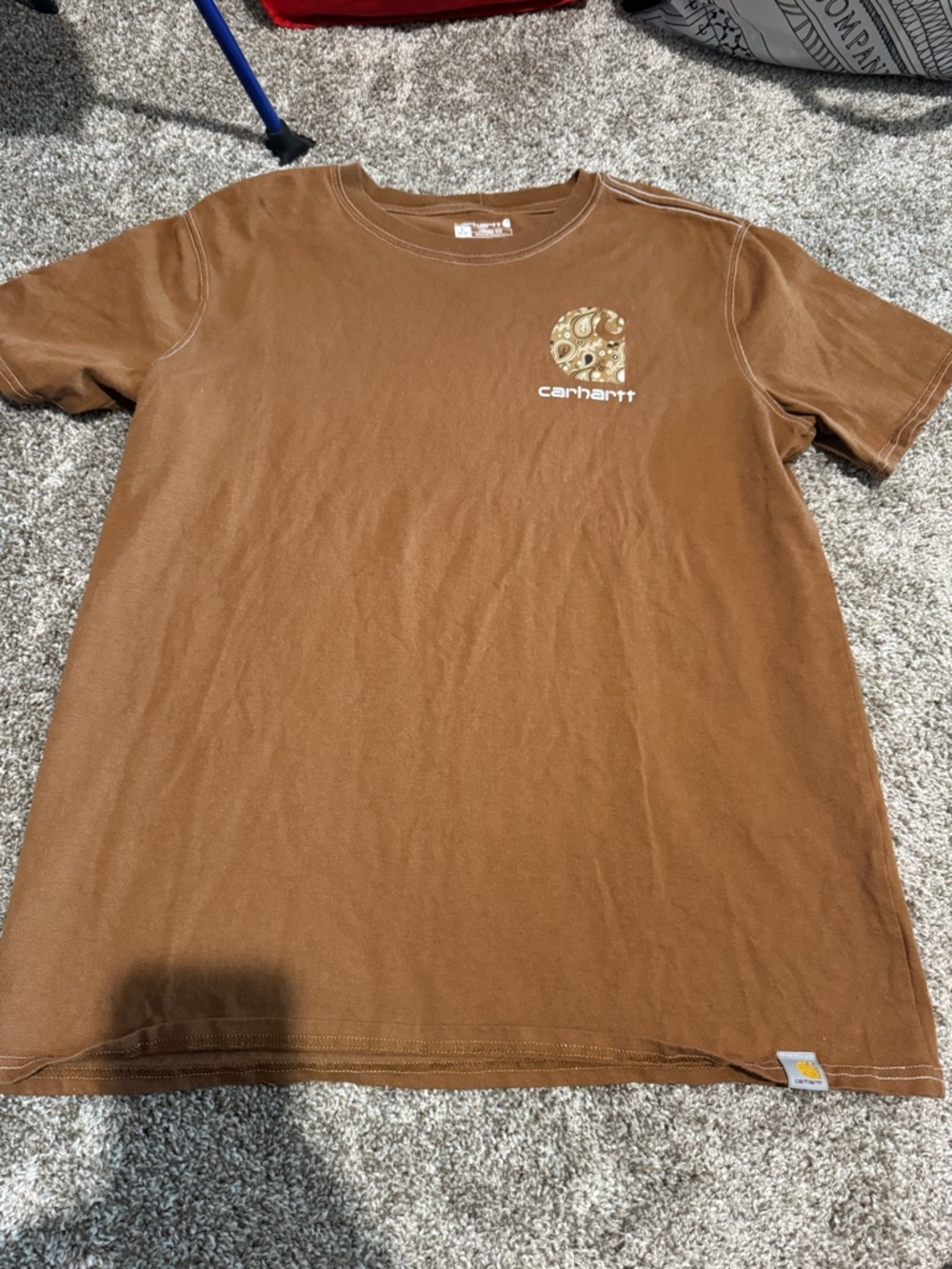 Carhartt Brown Short-Sleeve Crewneck Tee with Chest Patch Logo